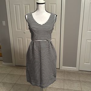 Boden Knit Navy and White Stripe Dress
